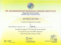 Certificate on Cancer Work
